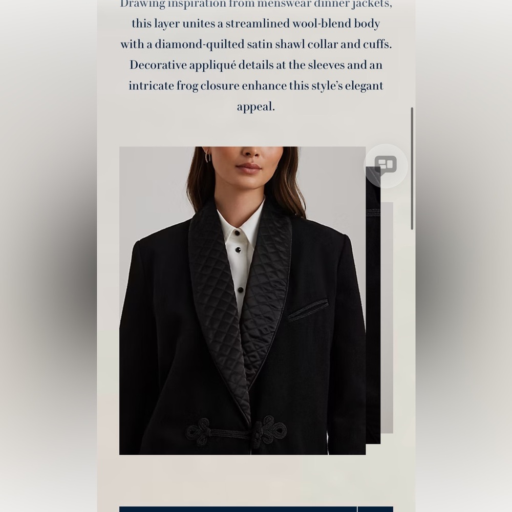 LAUREN Quilted-Satin-Trim Wool-Blend Coat - Picture 4 of 16
